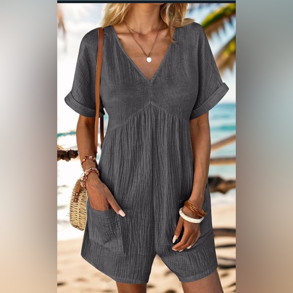 Flowy Boho Dark Grey Romper